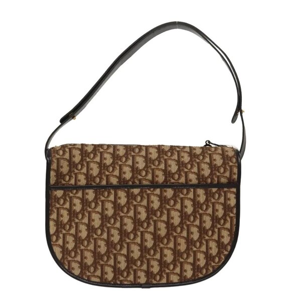 Christian Dior Trotter Canvas Shoulder Bag Gold Brown - Picture 2 of 15